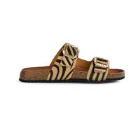 Geox Women's D New Brionia B C Flat Sandal, Lt Sand Black, 6 UK