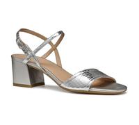 Geox Women's D New ERAKLIA 50 B Heeled Sandal, Silver, 4 UK