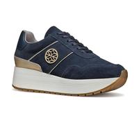 Geox Women's D New KENCY A Sneaker, Navy/Lt Gold, 7.5 UK