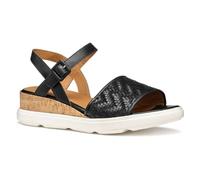 Geox Women's D PISA B Wedge Sandal, Black, 7.5 UK