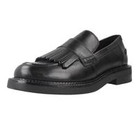 Serilda Fringed Loafers in Breathable Leather Black