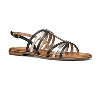 Geox Women's D Sozy Plus C Slide Sandal, Black/Lt Gold, 4 UK