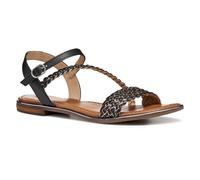 Geox Women's D Sozy Plus D Slide Sandal, Black/Gun, 3 UK