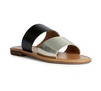 Geox Women's D Sozy S Flat Sandal, Black Lt Gold, 8 UK