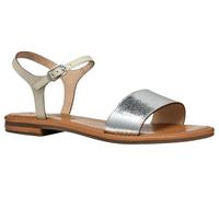 Geox Women's D Sozy S J Slide Sandal, Silver/Papyrus, 6 UK