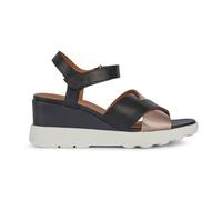 Geox Women's D Spherica Ec6 C Wedge Sandal, Black (Black Leather), 5 UK