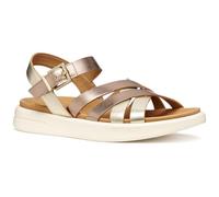 Geox Women's D XAND 2S B Wedge Sandal, DK Beige/LT Gold, 38 EU