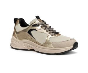 Geox Womens Dzarvia Sneaker, Beige, 3 UK