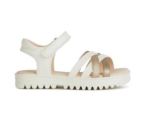 Geox Women's J Coralie Gir Sandal, White Platinum, 4 UK