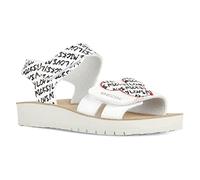 Geox Women's J Costarei Gi Sandal, white black, 5 UK