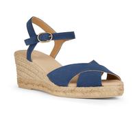 (7 UK, Navy) Geox Womens/Ladies Gelsa Low Nappa Leather Espadrilles