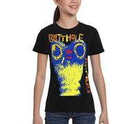 GEPANY Teenager's Butthole-Band Shirt Casual Short-Sleeve T-Shirt for Teenagers with Crew Neck Black S
