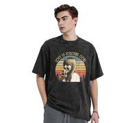 GEPANY Unisex Mitchell Music Singer Joni Vintage Shirt Crew Neck Washed Cotton Summer T-Shirts Short Sleeve Tees Black L