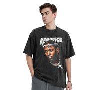 GEPANY Unisex Rapper Lamar Singer Kendrick Vintage Shirt Crew Neck Washed Cotton Summer T-Shirts Short Sleeve Tees Black XXL