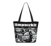 GEPANY Women's Bizkit Rap Rock Band Limp Vibrant Tote Zipper-Closure Tote Bag Suitable for Shopping Traveling and Commuting