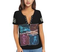 GEPANY Women's Bruce Singer Shirt Casual Short-Sleeve V-Neck T-Shirt for Women Black XXL