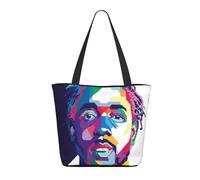 GEPANY Women's Rapper Lamar Singer Kendrick Vibrant Tote Zipper-Closure Tote Bag Suitable for Shopping Traveling and Commuting