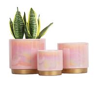 Gepege Pink Indoor Plant Pots for Plants, Ceramic Planter with Drainage Hole, 6.0 inch+5.0 Inch+4.0 Inch. Succulent Orchid Flower Pot - Rainbow Pearl Glaze