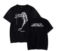 GEPLUM Sofia Isella The Dog T-Shirt 2D Printed Cotton Short Sleeve Men's and Women's Fashion Round Neck T Shirt XXS-4XL-Black||x_l