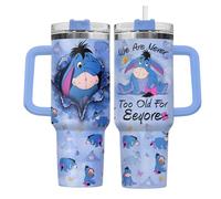 GEPOSTORE Blue Tail Donkey 40oz Tumbler with Lid, Cute Cartoon Character Travel Cup, Birthday Gifts for Movie Lover