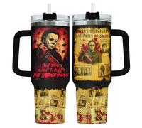 GEPOSTORE Boogeyman Horror Tumbler - 40 oz Printed Stainless Steel Mug with Handle - Retro Halloween Movie Cup Gift for Boys, Horror Fans, Christmas & Birthday