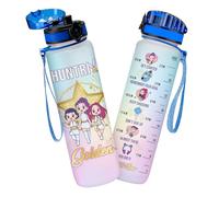 GEPOSTORE Hunters Motivational Water Bottle With Time Marker 32 oz, Cartoon Fantasy Hunters Drinkware Gift for Girls Fans