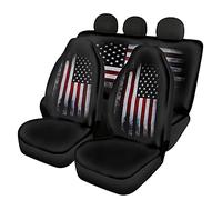 GePrint Classic American Flag Car Seat Covers Front and Rear Bench Protector Full Set Universal Fit Durable Washable Polyester Auto Interior Accessoies