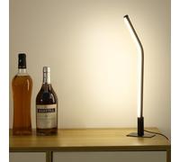GEPROSMA Bedside Lamp Slim with Cable(USB 5V 2A),Metal Table Lamp 17.4”/44CM,Thin Small Dimmable Desk Light 3 LED Modes,Stylish Minimalist Modern Design,for Bedroom Living Room Home Office,Black