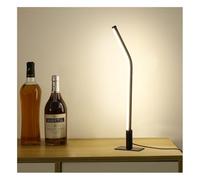 GEPROSMA Corded Bedside Lamp(USB 5V 2A),Metal Table Lamp 17.4"/44cm,Small Desk Reading Lamp 3 Led Modes,Slim Minimalist Modern Design,Mains Powered Light for Bedroom Living Room Home Office,Black