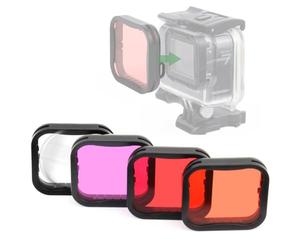 GEPULY 4-Pack Underwater Dive Filters for GoPro Hero 5 6 7 Black Hero 2018 Super Suit Waterproof Housing Case in Red, Snorkel, Magenta, and 5X HD Close-up Housing Filters for Color Correction