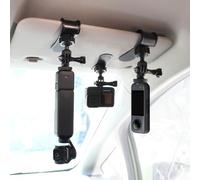 GEPULY Car Sun Visor Clip Mount for GoPro Insta360 DJI AKASO Action Cameras | Flared-Jaw Holder 360° Ballhead Roatable for X5 X4 Pocket 3 Osmo 6 Mission Hero 13 12 Quick Visor 1/4 Screw Adapter Anti-Slip