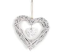 GEQIAN Wicker Heart Wreath Beautiful Heart Shape Rattan - DIY Craft Wicker Window Wreath Hanging Ornament for Home Decor