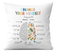 Geqtt Growth Mindset Pillow Covers 18x18 - Mental Health CBT Decorative Throw Pillow Covers for Therapy Office Decor Calm Down Corner School Counselor Office Classroom