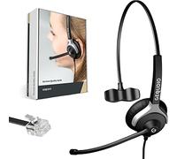GEQUDIO Headset Compatible with Unify OpenStage 30 40 60 80 and OpenScape Series Phone - Includes RJ Cable - Headphones & Microphone with Replacement Pad - Especially Light 60 g (1-Ear)