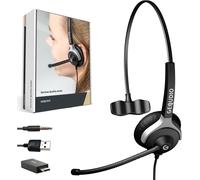 GEQUDIO WA9007 Business Headset with USB-A, USB-C and 3.5 mm Jack Compatible wi