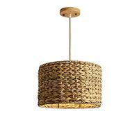 GERAGUR Vintage Weaving Chandelier Handwoven Rattan Pendant Light Natural Round Lampshade Bamboo Pendant Lamp Retro Rattan Light Height Adjustable Hanging Light E27 Light Fixtures For Bar