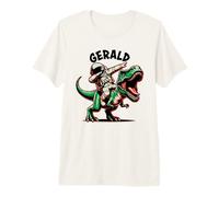 Gerald Dabbing Astronaut on a Dinosaur Cartoon Premium T-Shirt