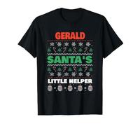 Gerald Santa's Little Helper Funny Gerald Name Christmas Value Graphic T-Shirt, Men, Black, L
