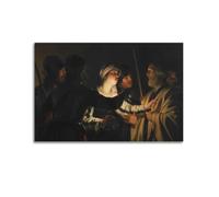 Gerard Van Honthorst，The Denial of St. Peter Posters Aesthetic Canvas Wall Art Prints Modern Room Decoration for Household Space 16x24inch(40x60cm)