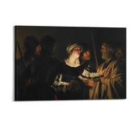 Gerard Van Honthorst，The Denial of St. Peter Posters Simple Modern Canvas Wall Art Decorative Picture Prints for Indoor Household 08x12inch(20x30cm)