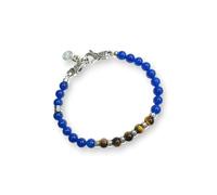 Gerba Jewels Tiger's Eye Sodalite Lobster Clasp Bracelet Silver