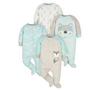 Gerber 4 pack Baby Boys' Fox Sleep N' Play with Mitten Cuffs