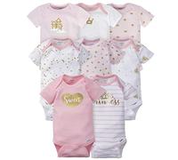 Gerber 8 pack Baby Girls' CASTLE Short Sleeve Onesies