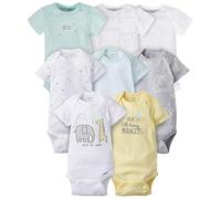 Gerber 8 pack Baby Neutral ANIMALS Short Sleeve Onesies