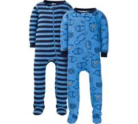 Gerber Baby Boys' 2-Pack Footed Pajamas Sleepy Blue Dino 6-9 Months