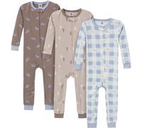 Gerber Baby-Boys 3-Pack Snug Fit Footless One-Piece Cotton Pajamas Moose & Trees