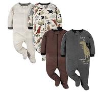 Gerber baby-boys 4 Pack Sleep 'N Play Footie, Red Dino, 6-9 Months