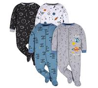 Gerber Baby Boys' 4 Pack Sleep 'N Play Footie Toddler Sleepers, Space, 6/9 (Pack of 4)