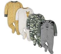 Gerber Baby Boys' 4 Pack Sleep 'N Play Footie Toddler Sleepers, Tiger Grey, 0-3 Months