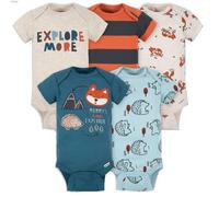 Gerber Baby Boy's 5-Pack Variety Onesies Bodysuits (6-9 Months Cute Fox)